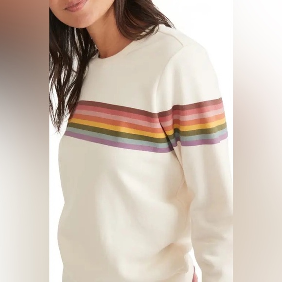 Marine Layer Anytime Rainbow Stripe Sweatshirt XS - Picture 4 of 7